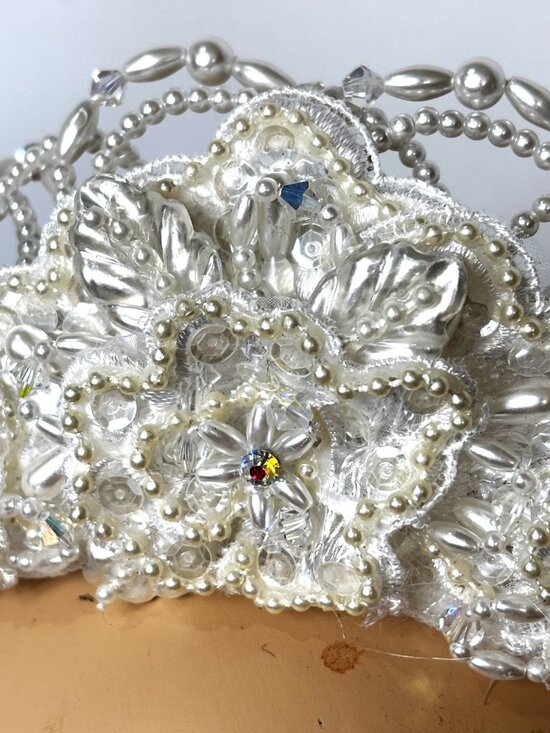 Bridal Beaded Floral White Crown Base Headband Frame EUC main image 11